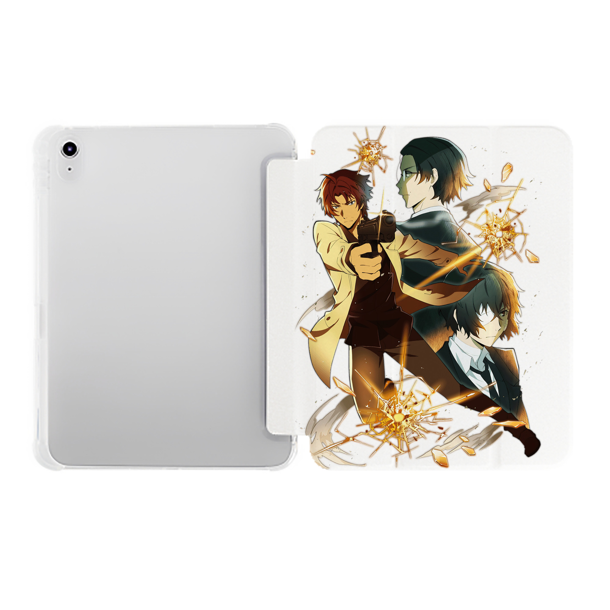 （画像用） 文豪ストレイドッグス Bungo Stray Dogs IPad ケース ペン収納付き 三つ折りスタンド PUレザー×シリコン 対応機種9.5/10.5/10.9インチ